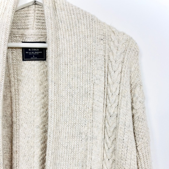Abercrombie & Fitch Cream Open-Front Long Cable Knit Sweater - Picture 4 of 5